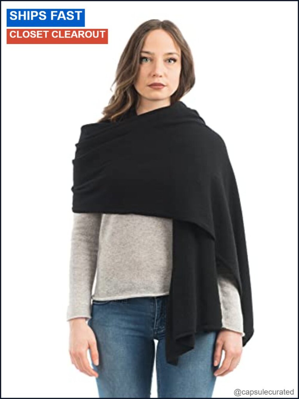Italian Wool Cashmere Blend Stole Wrap Shawl Scarf One Size 24x73